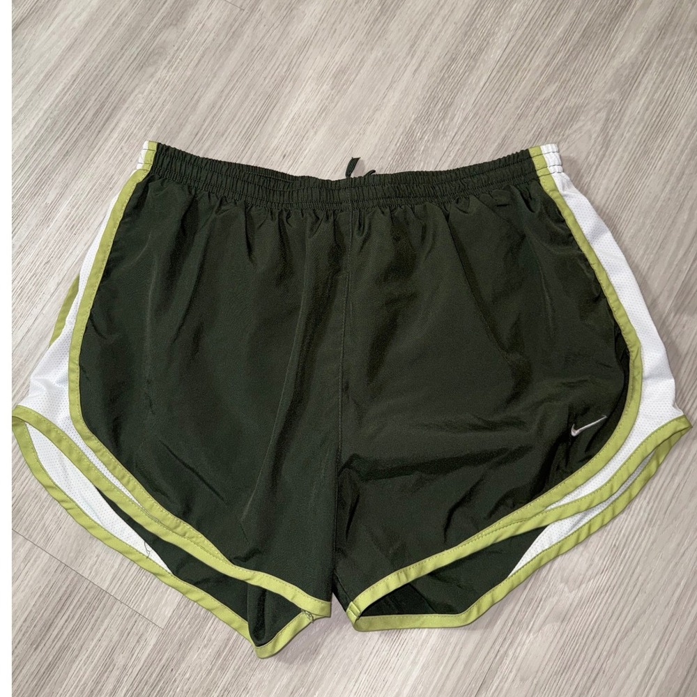 Nike Tempo Running Shorts Womens Large Olive Green Lime White 211646-313